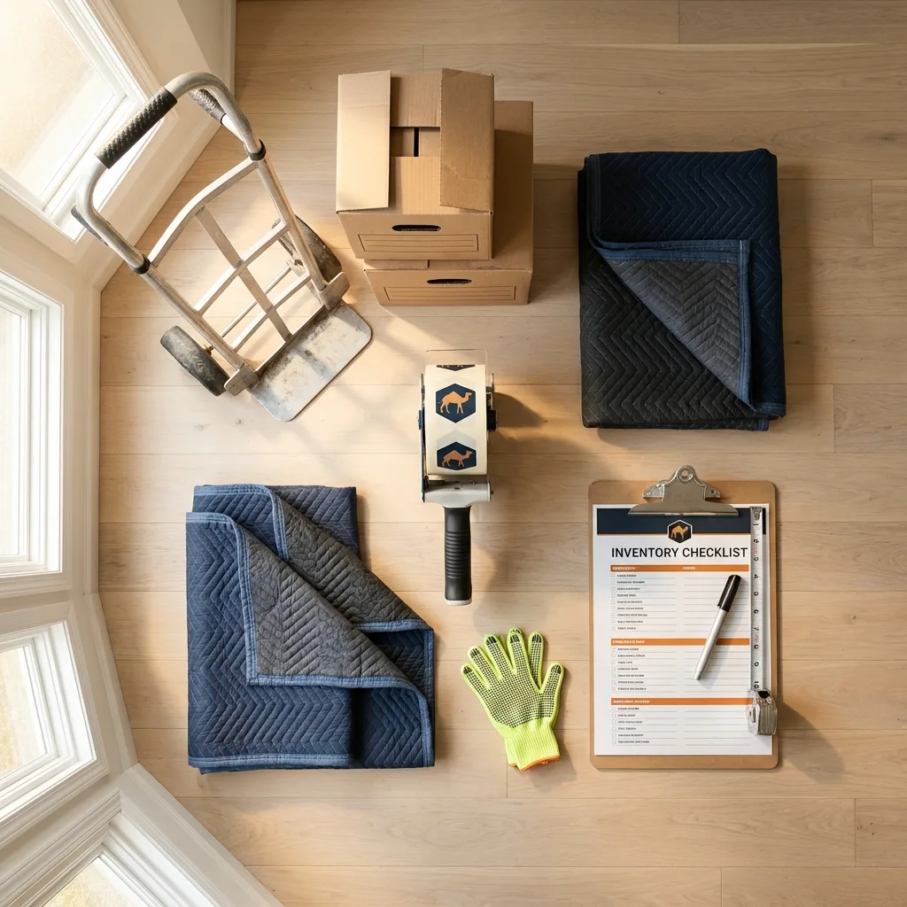 Professional moving supplies and packing materials layout for Parker residential relocations
